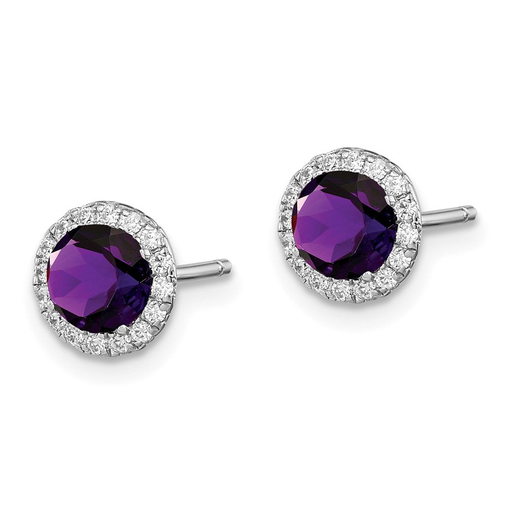 Sterlingsilber Rhodiniert Amethyst und Zirkonia Ohrstecker