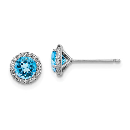 Sterlingsilber Rhodiniert Blautopas und Zirkonia Ohrstecker
