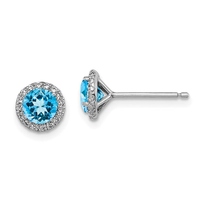 Sterlingsilber Rhodiniert Blautopas und Zirkonia Ohrstecker