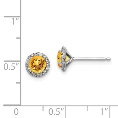 Sterlingsilber Rhodiniert Citrin und Zirkonia Ohrstecker