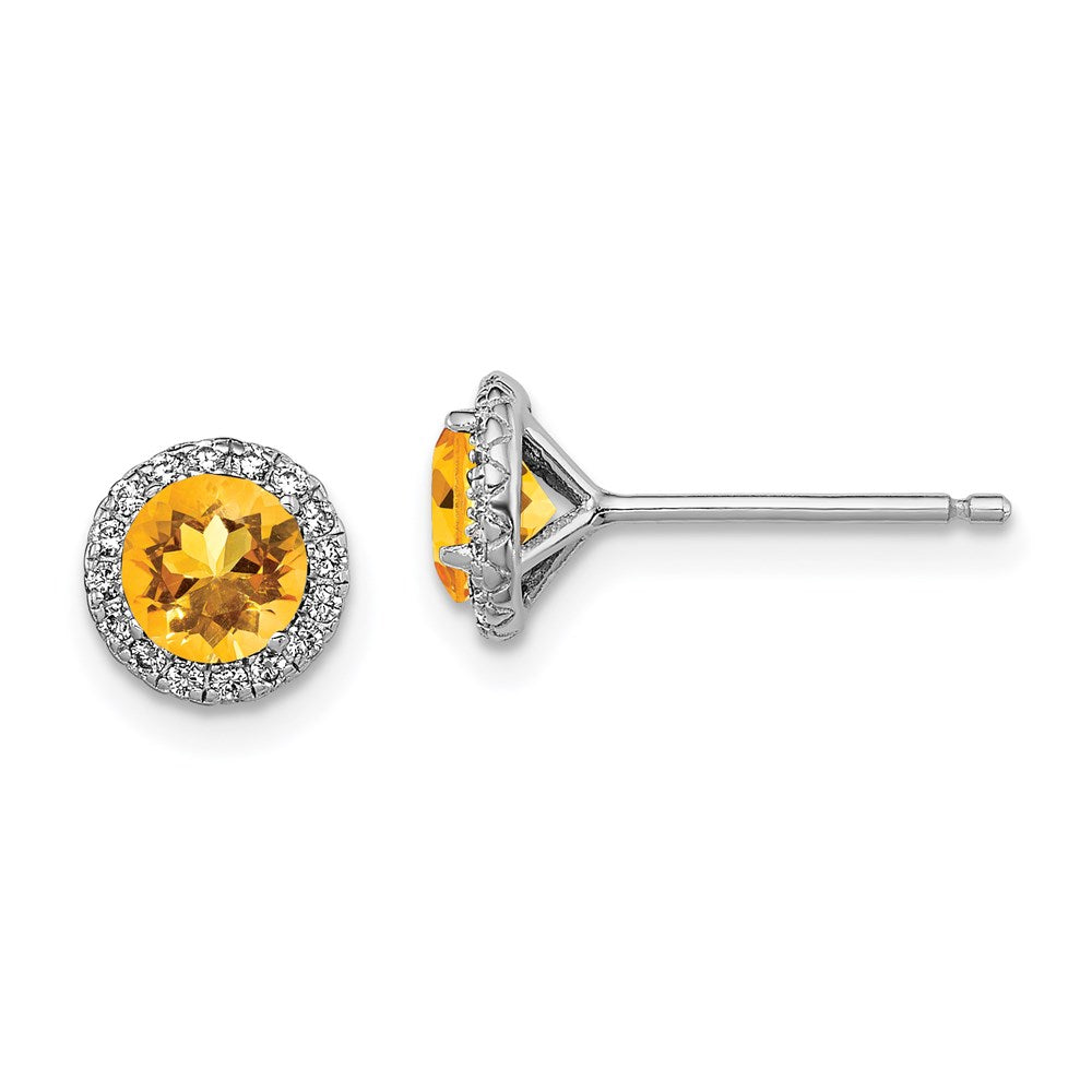 Sterlingsilber Rhodiniert Citrin und Zirkonia Ohrstecker