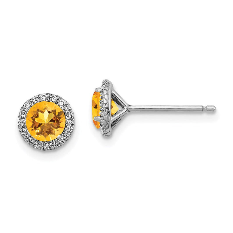 Sterlingsilber Rhodiniert Citrin und Zirkonia Ohrstecker