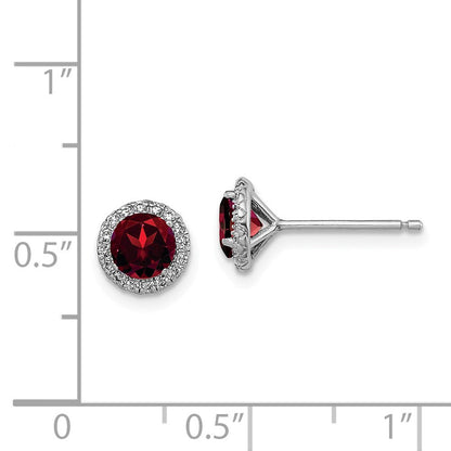 Sterlingsilber Rhodiniert Granat und Zirkonia Ohrstecker