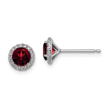 Sterlingsilber Rhodiniert Granat und Zirkonia Ohrstecker