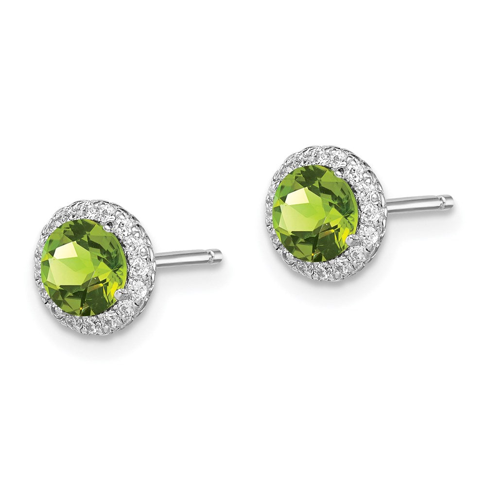 Sterlingsilber Rhodiniert Peridot und Zirkonia Ohrstecker