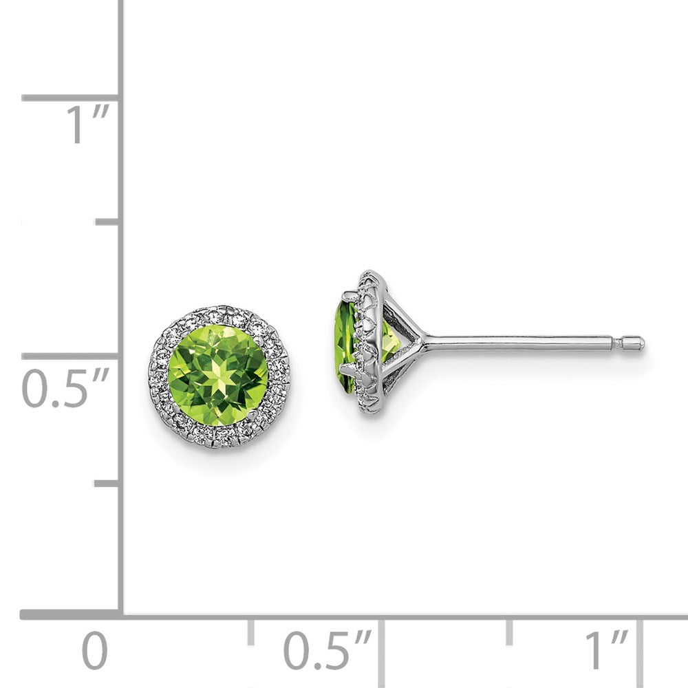 Sterlingsilber Rhodiniert Peridot und Zirkonia Ohrstecker