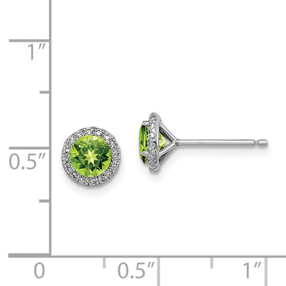 Sterlingsilber Rhodiniert Peridot und Zirkonia Ohrstecker