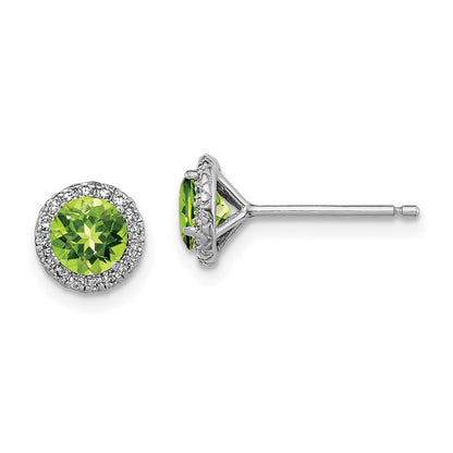 Sterlingsilber Rhodiniert Peridot und Zirkonia Ohrstecker