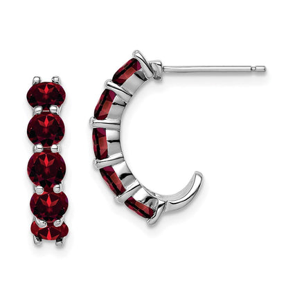 Sterlingsilber Rhodiniert Granat J- Creolen
