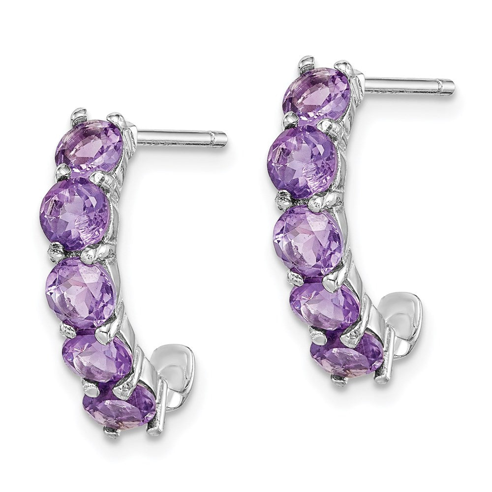 Sterlingsilber Rhodiniert Amethyst J- Creolen