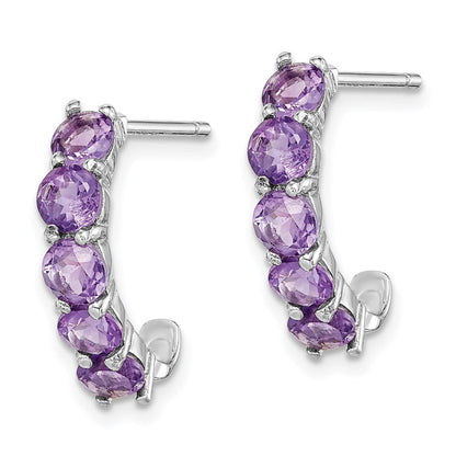 Sterlingsilber Rhodiniert Amethyst J- Creolen