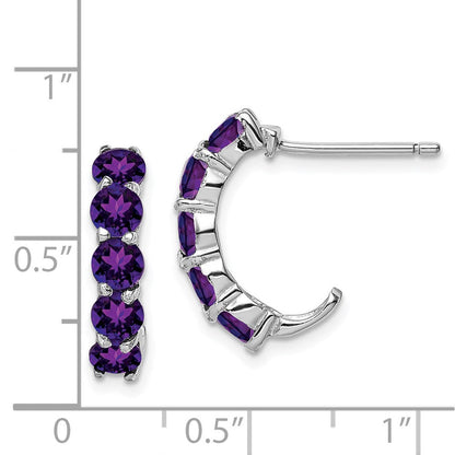 Sterlingsilber Rhodiniert Amethyst J- Creolen