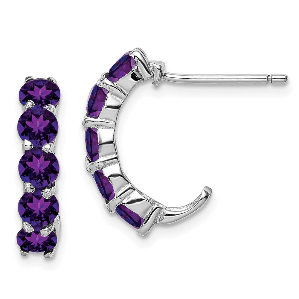 Sterlingsilber Rhodiniert Amethyst J- Creolen