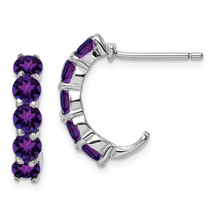 Sterlingsilber Rhodiniert Amethyst J- Creolen