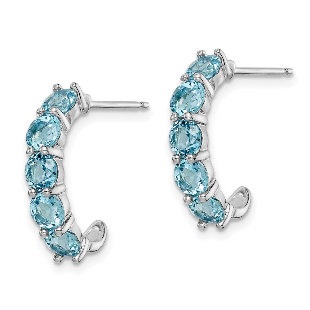 Sterlingsilber Rhodiniert Blautopas J- Creolen