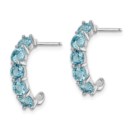 Sterlingsilber Rhodiniert Blautopas J- Creolen