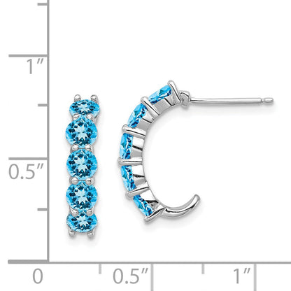 Sterlingsilber Rhodiniert Blautopas J- Creolen