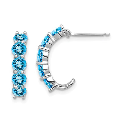 Sterlingsilber Rhodiniert Blautopas J- Creolen