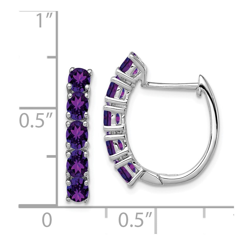 Sterlingsilber Rhodiniert Poliert Amethyst Klappbar Creolen
