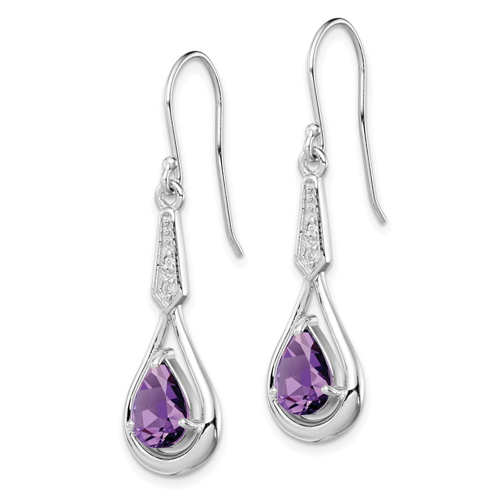 Sterlingsilber Rhodiniert Zirkonia und Amethyst Ohrhänger