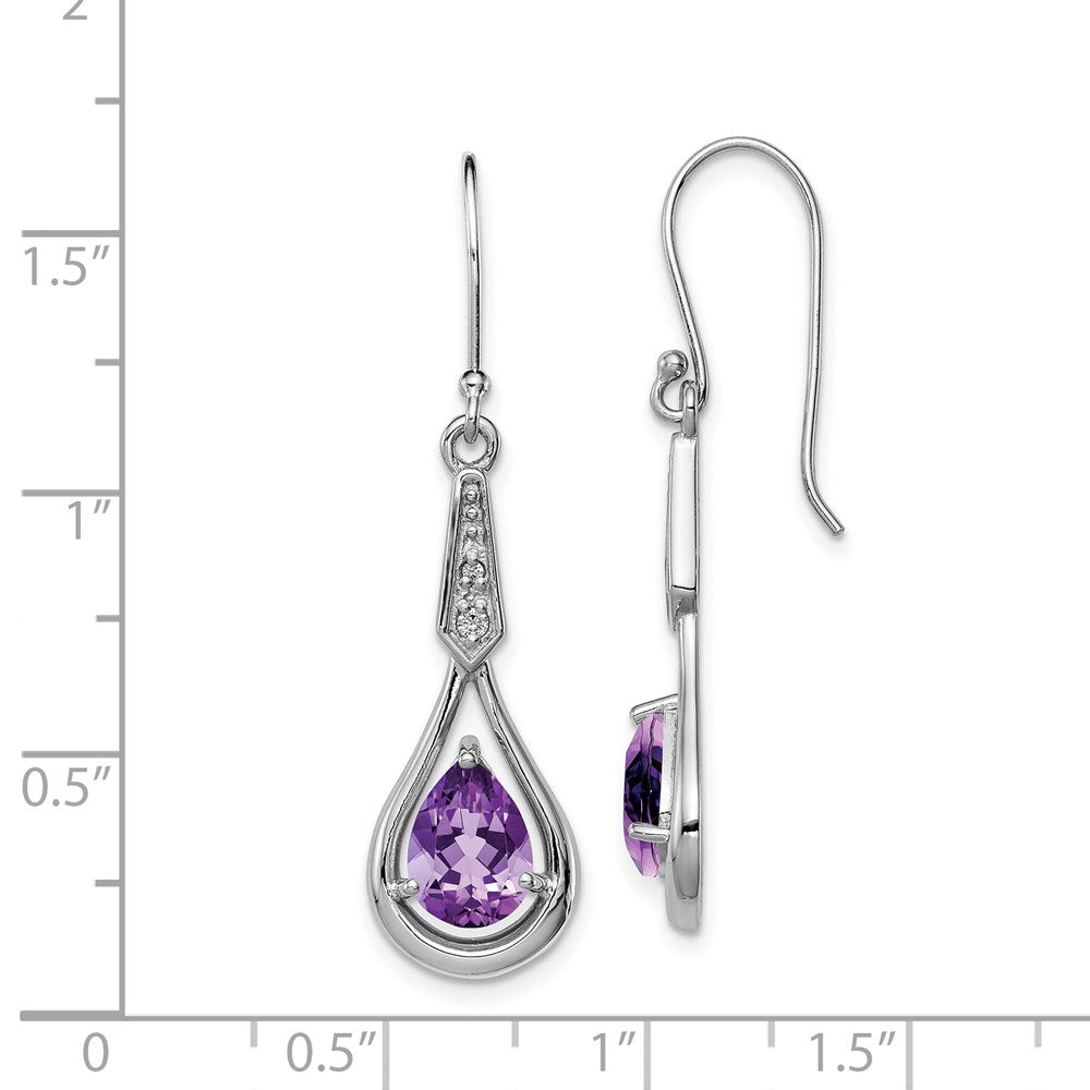 Sterlingsilber Rhodiniert Zirkonia und Amethyst Ohrhänger
