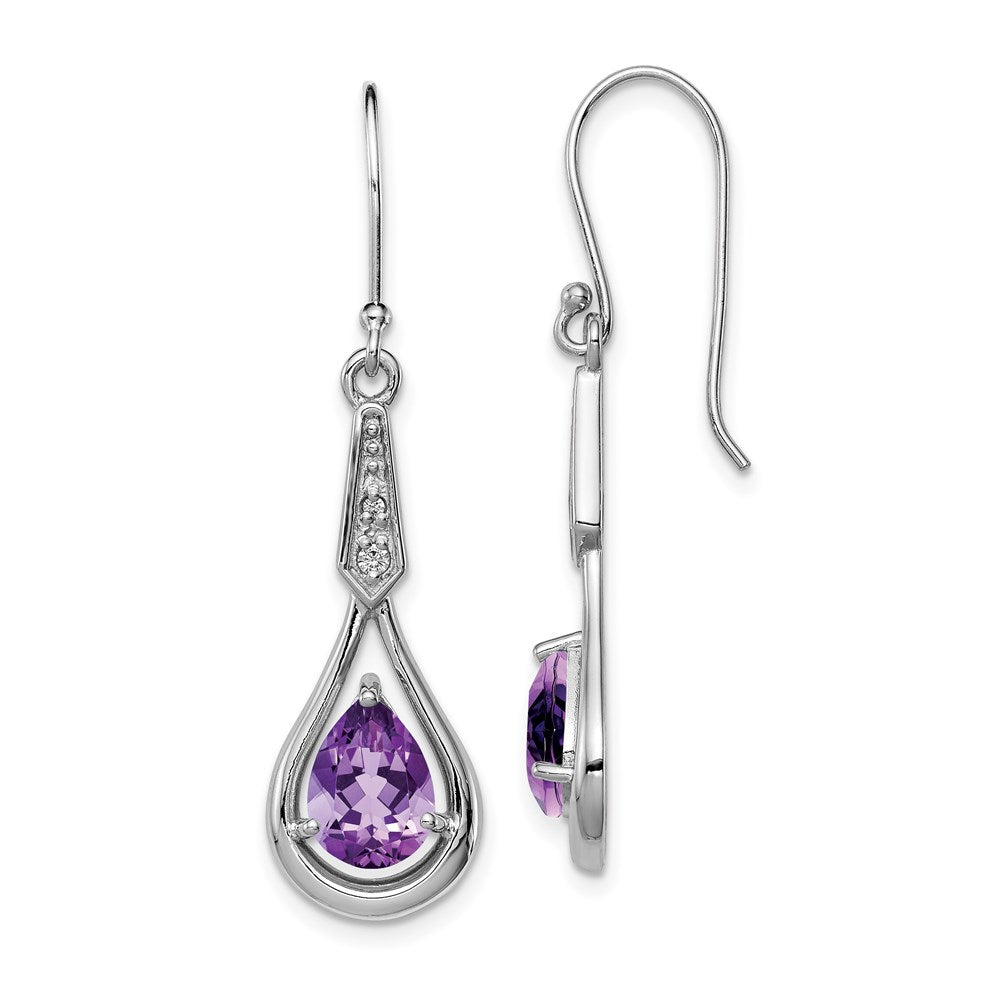 Sterlingsilber Rhodiniert Zirkonia und Amethyst Ohrhänger