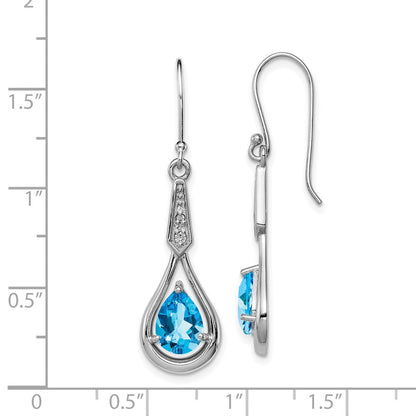 Sterlingsilber Rhodiniert Zirkonia und Blautopas Ohrhänger