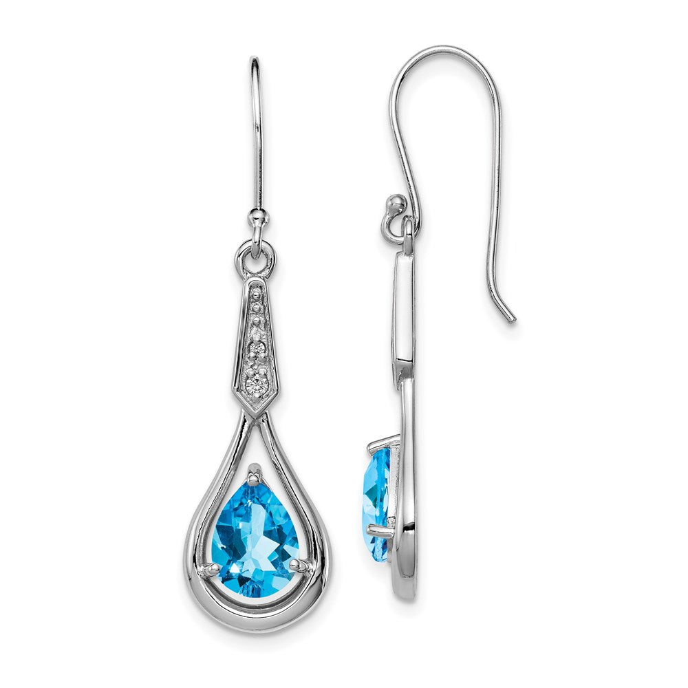 Sterlingsilber Rhodiniert Zirkonia und Blautopas Ohrhänger