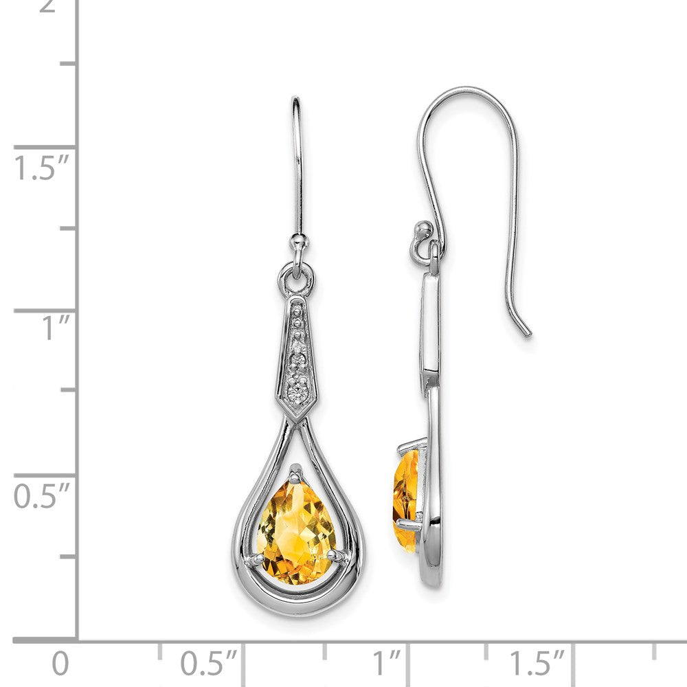 Sterlingsilber Rhodiniert Zirkonia und Citrin Ohrhänger