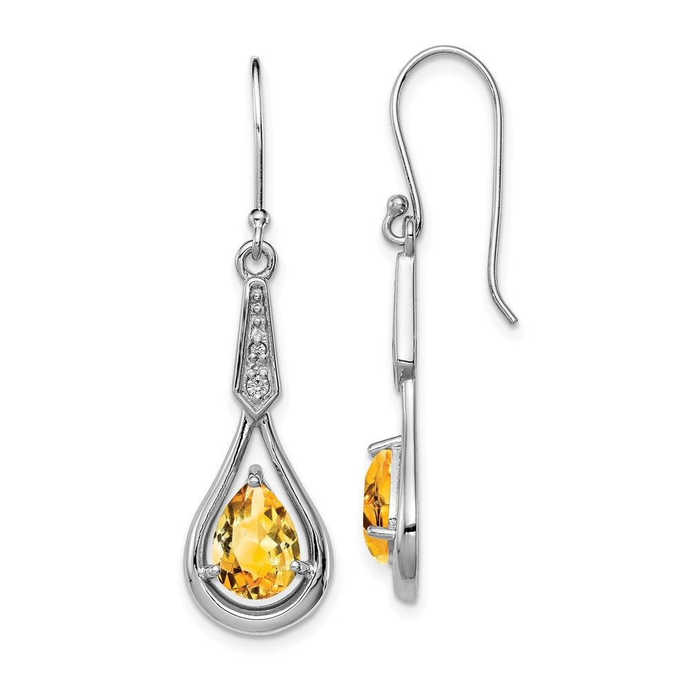 Sterlingsilber Rhodiniert Zirkonia und Citrin Ohrhänger
