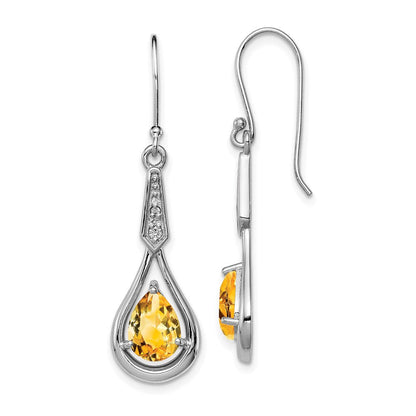 Sterlingsilber Rhodiniert Zirkonia und Citrin Ohrhänger