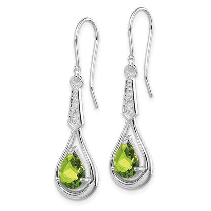 Sterlingsilber Rhodiniert Zirkonia und Peridot Ohrhänger