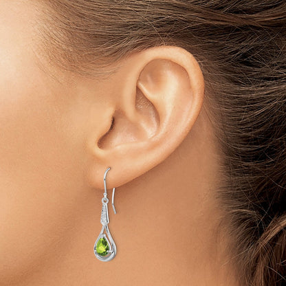 Sterlingsilber Rhodiniert Zirkonia und Peridot Ohrhänger