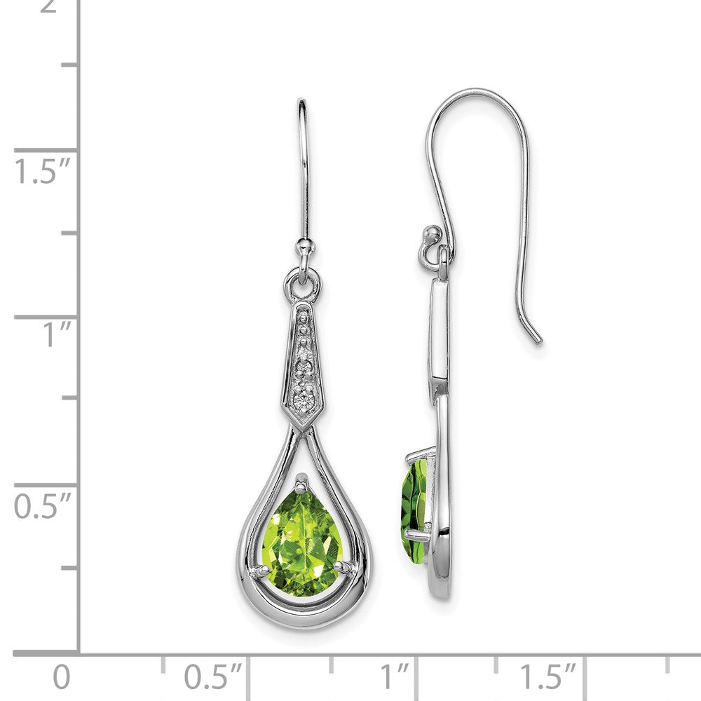 Sterlingsilber Rhodiniert Zirkonia und Peridot Ohrhänger