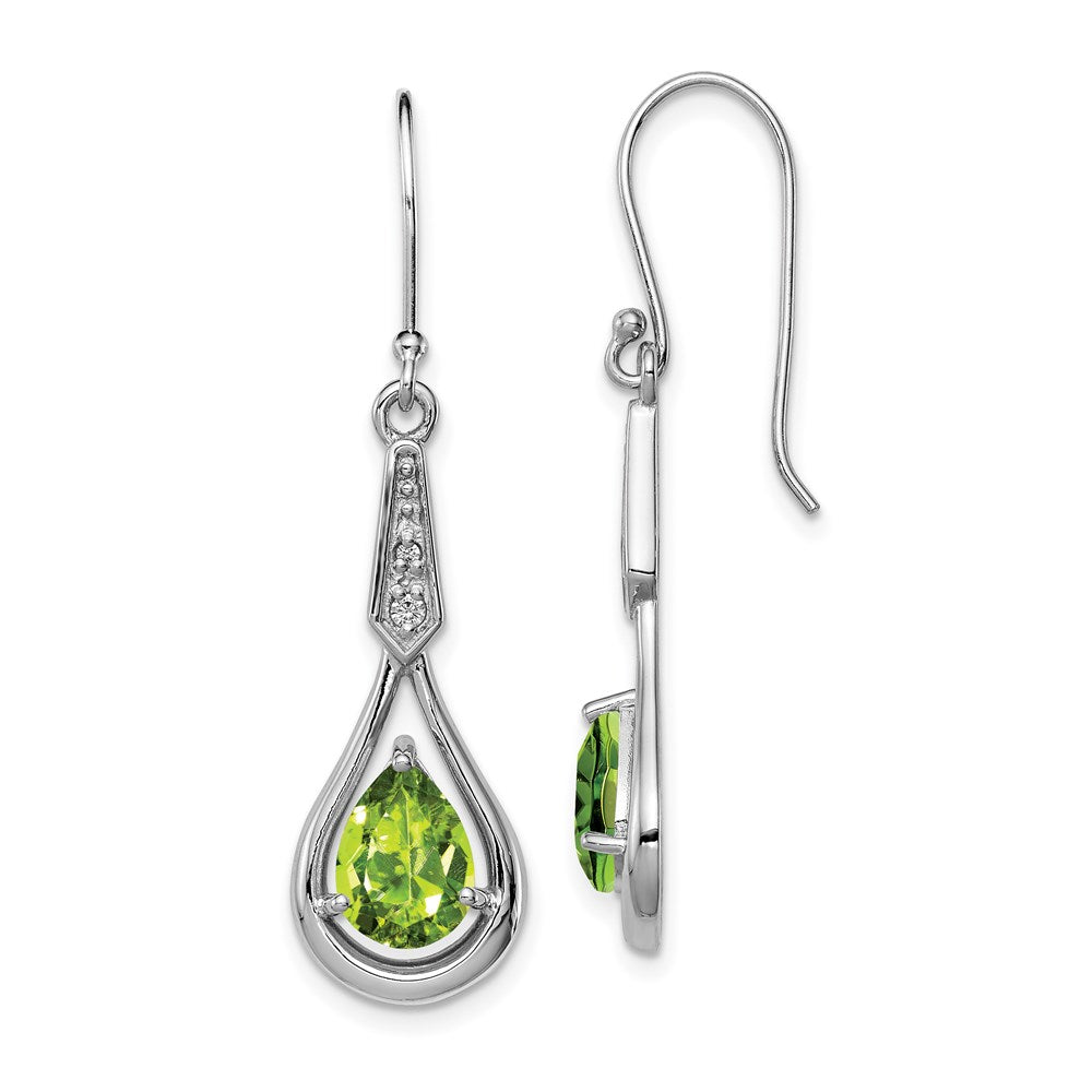 Sterlingsilber Rhodiniert Zirkonia und Peridot Ohrhänger