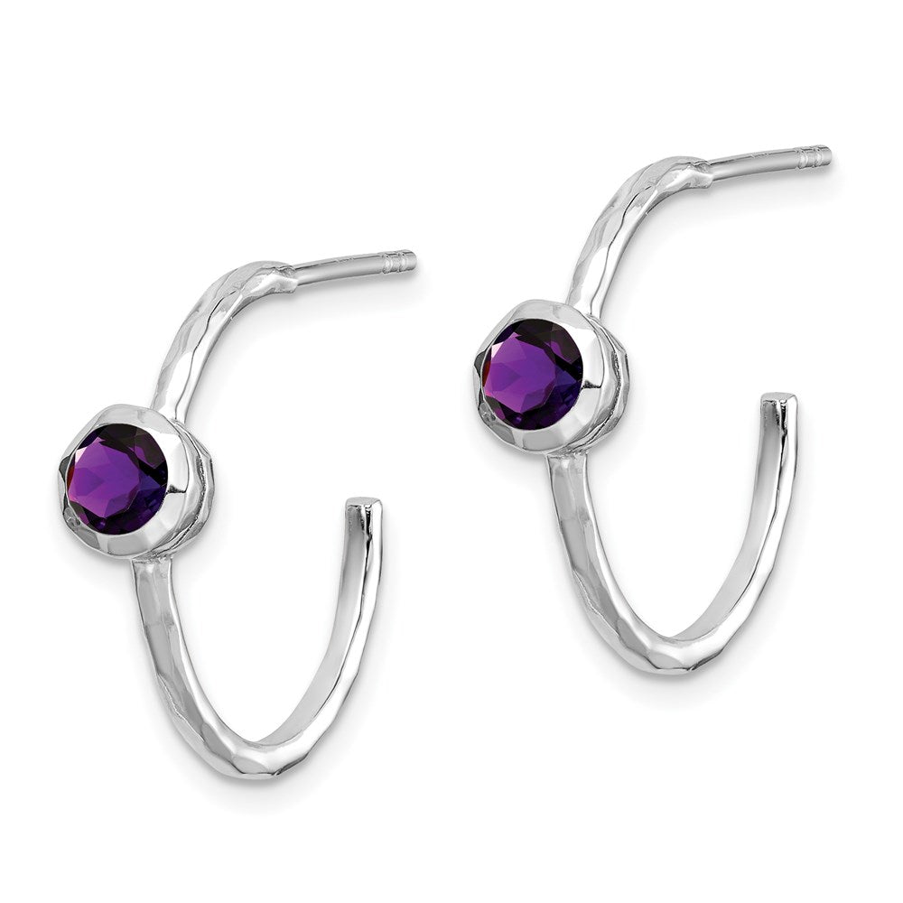 Sterlingsilber Rhodiniert Amethyst Stecker Creolen