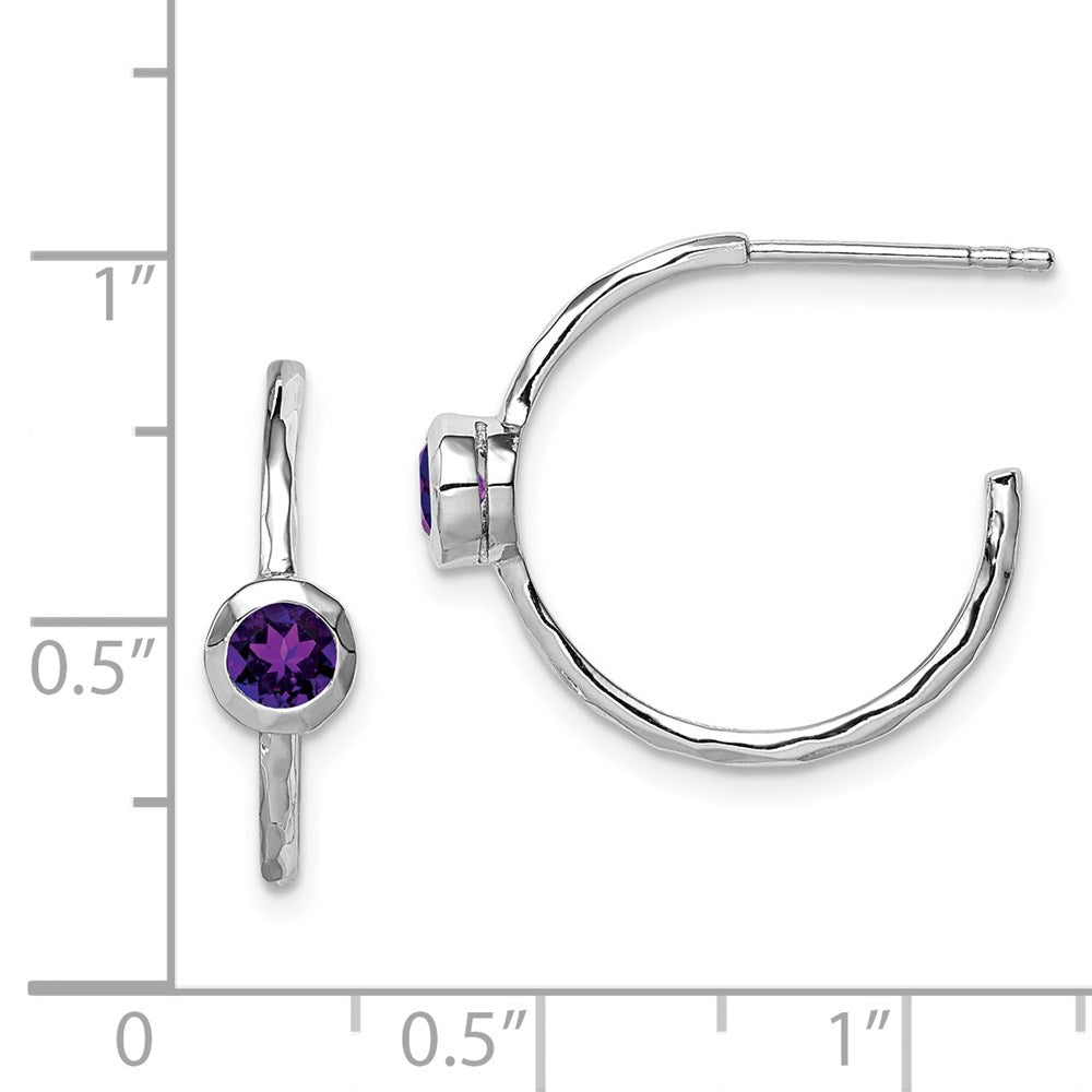 Sterlingsilber Rhodiniert Amethyst Stecker Creolen