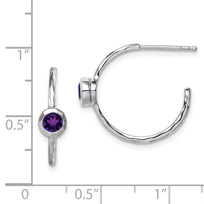 Sterlingsilber Rhodiniert Amethyst Stecker Creolen
