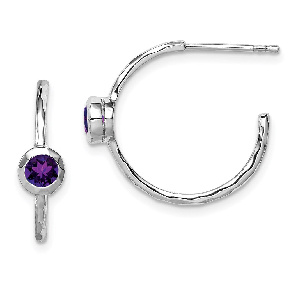 Sterlingsilber Rhodiniert Amethyst Stecker Creolen