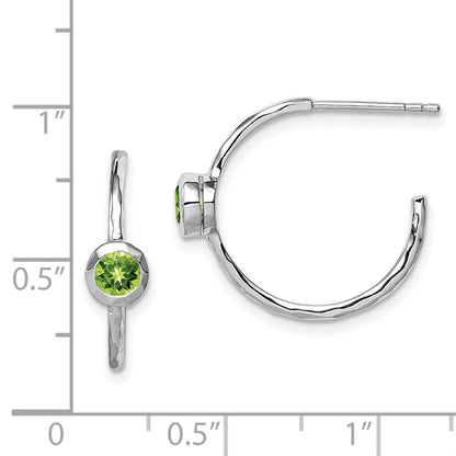 Sterlingsilber Rhodiniert mit Peridot Stecker Creolen