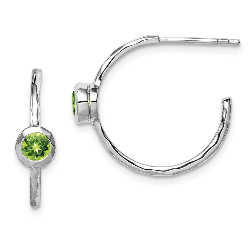 Sterlingsilber Rhodiniert mit Peridot Stecker Creolen