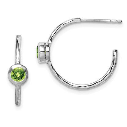 Sterlingsilber Rhodiniert mit Peridot Stecker Creolen