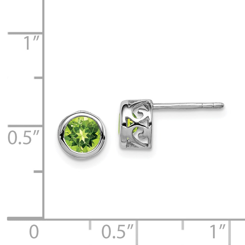 Sterlingsilber Rhodiniert Poliert Peridot Rund Ohrstecker