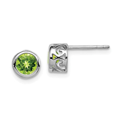 Sterlingsilber Rhodiniert Poliert Peridot Rund Ohrstecker