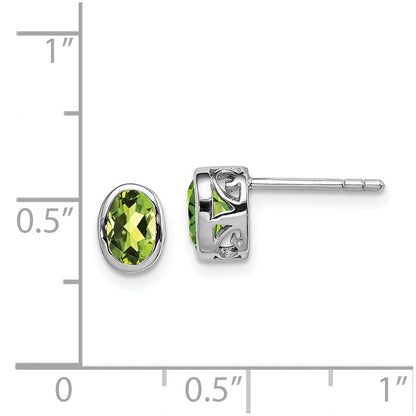 Sterlingsilber Rhodiniert Poliert Peridot Oval Ohrstecker