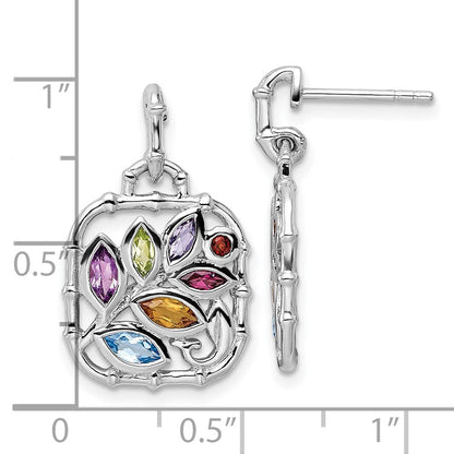 Sterlingsilber Rhodiniert Multi Edelstein Stecker Ohrhänger