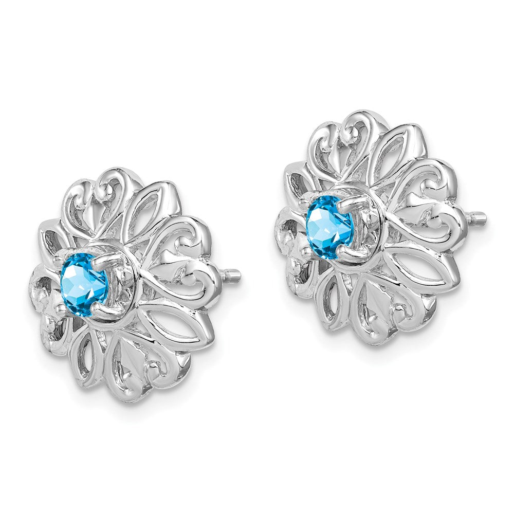 Sterlingsilber Rhodiniert Blautopas Studs mit Ohrring Jacken