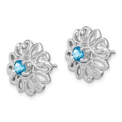 Sterlingsilber Rhodiniert Blautopas Studs mit Ohrring Jacken