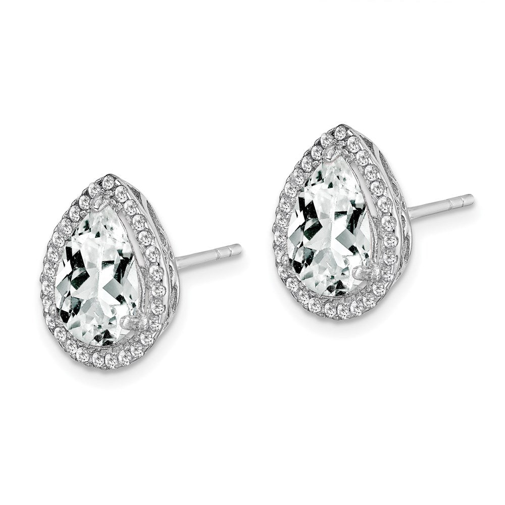 Sterlingsilber Rhodium Erzeugt Weiß Topas & Zirkonia Ohrstecker