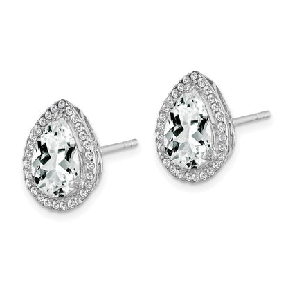 Sterlingsilber Rhodium Erzeugt Weiß Topas & Zirkonia Ohrstecker